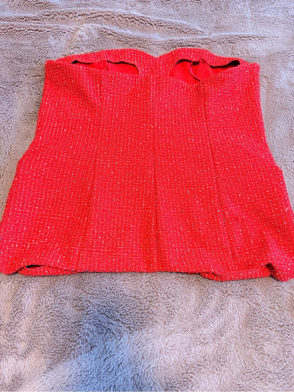 Women Red Knit Two-Piece Set - Strapless top and cropped pants Brand: maeve